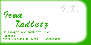 irma kadletz business card